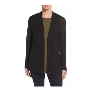 Eileen Fisher Organic Linen Shaped Cardigan black